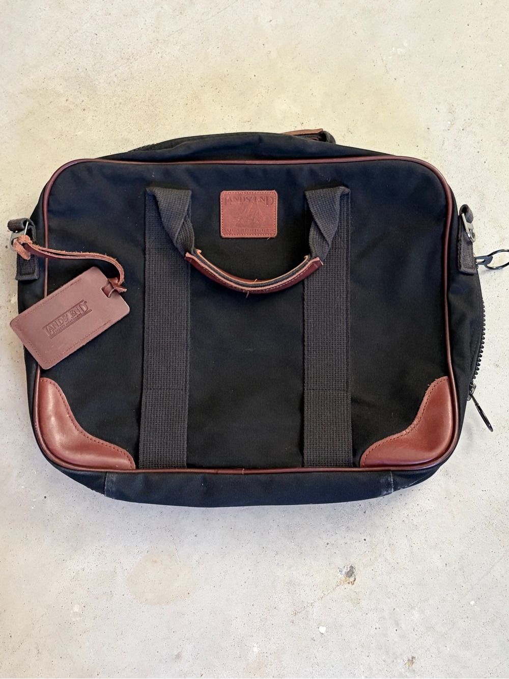 Lands End Square Rigger Canvas & Leather Briefcase